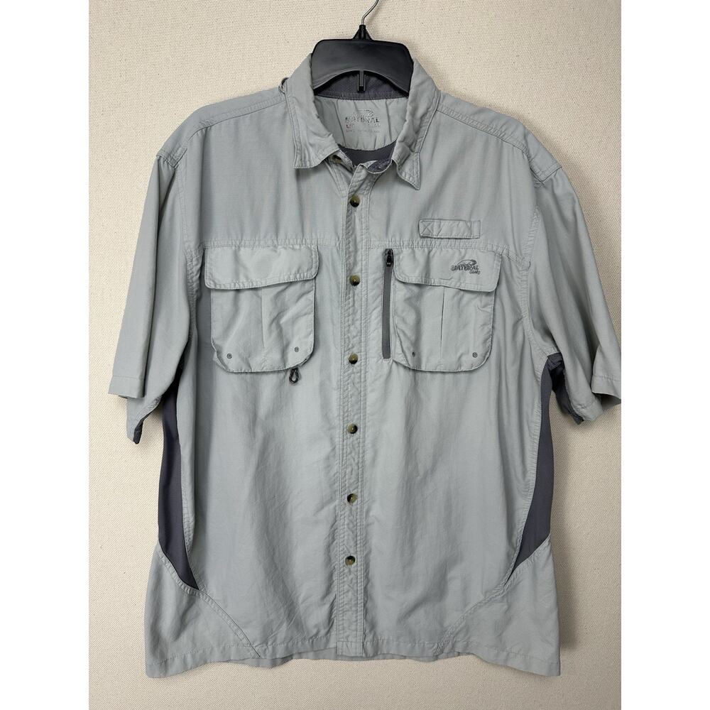 Natural Gear Men’s Size Large SS Two Tone Gray Vented Fishing Shirt